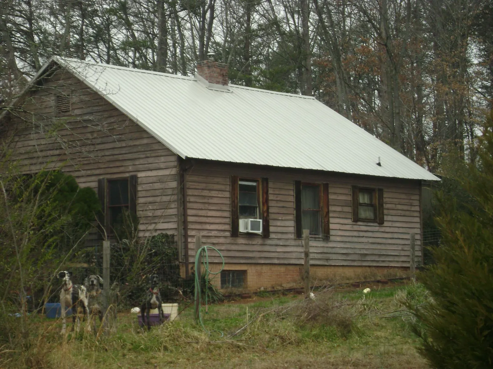 White metal roof on an old wood sided farmhouse, from a Metal Roof Installation job in Neptune Beach
